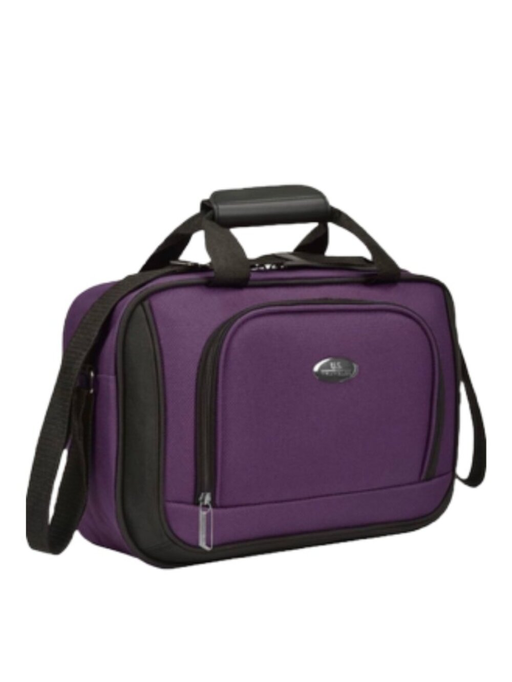 US Traveler Travel Tote Bag Purple Fabric Carry-On Piggy-Bag-Strap Personal Item